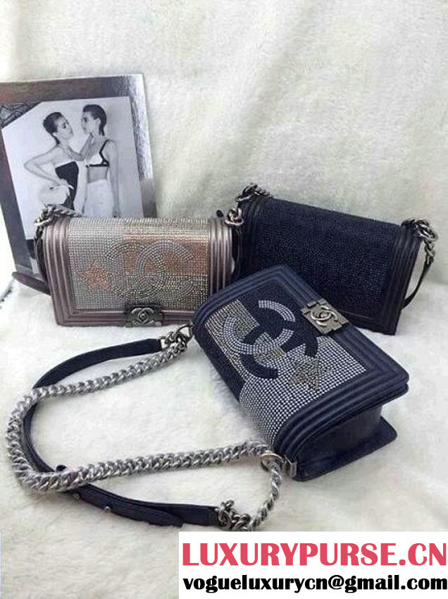 Chanel Silver Crystallized CC Boy Bag Prefall-2014