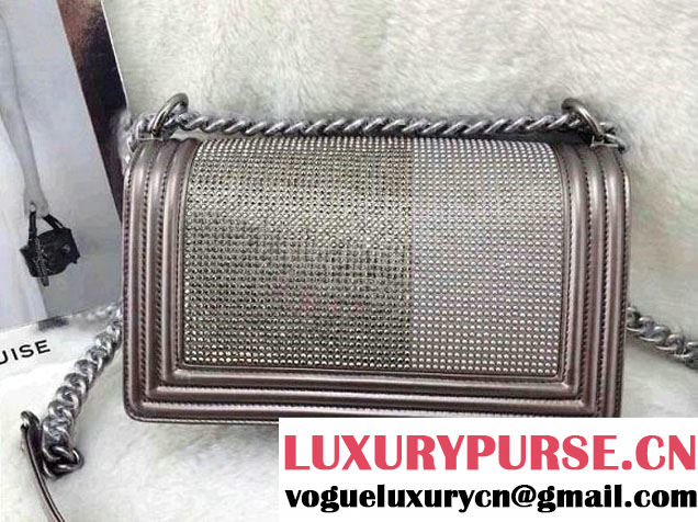 Chanel Silver Crystallized CC Boy Bag Prefall-2014