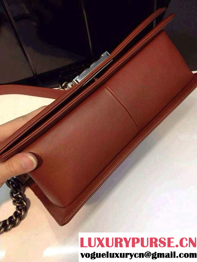 Chanel Purplish Red Boy with Silver Embellished Bag - Prefall 2014