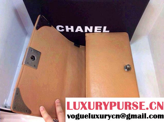 Chanel Apricot Boy Flap Bag with Silver Embellished Sides - Prefall 2014