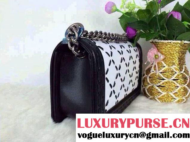 Chanel Large Stitch Boy Bag medium Size in White 2014