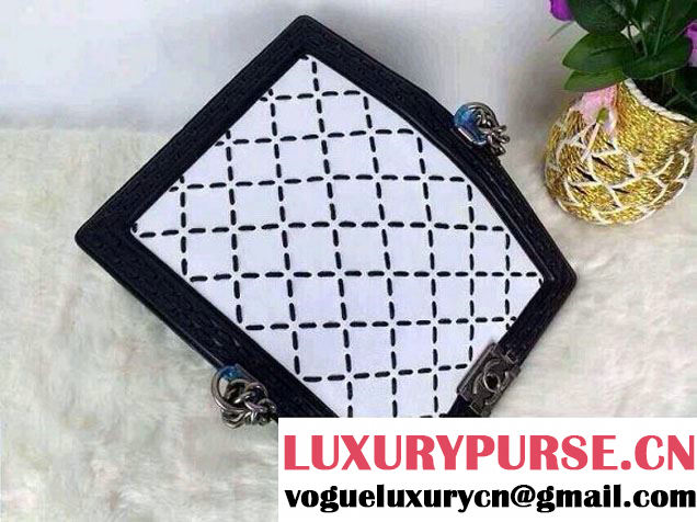 Chanel Large Stitch Boy Bag medium Size in White 2014