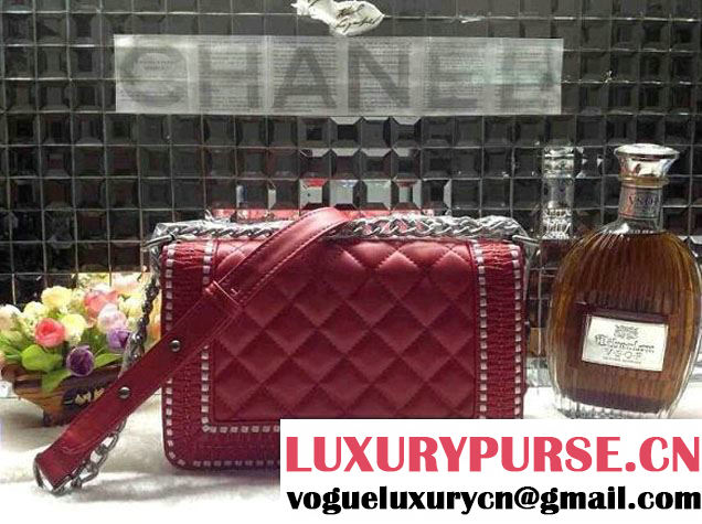 Chanel Boy Embellished Edges Bag in Red Fall 2014 Runway