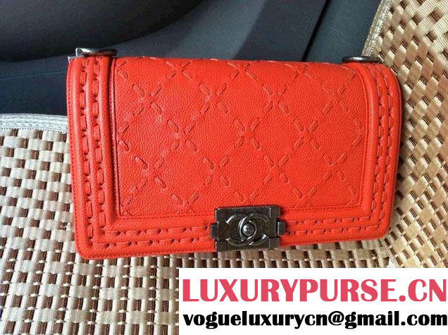 Chanel Large Stitch Boy Flap Bag Prefall 2014 in Orange