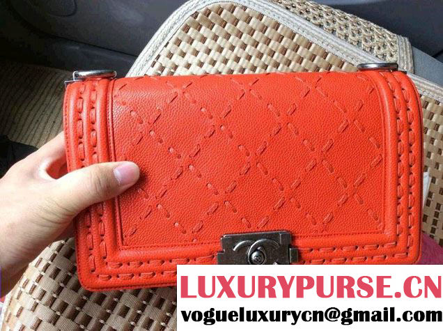 Chanel Large Stitch Boy Flap Bag Prefall 2014 in Orange