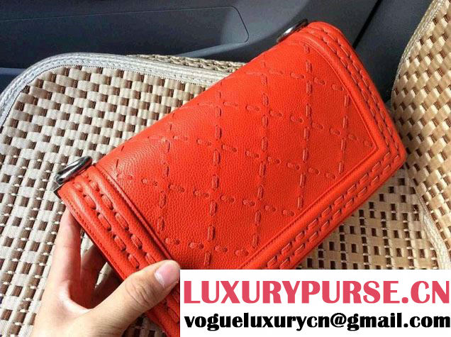 Chanel Large Stitch Boy Flap Bag Prefall 2014 in Orange