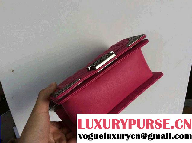 Chanel Boy with Silver Embellished Bag in Fushia 2014