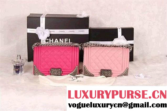 Chanel Boy with Silver Embellished Bag in Fushia 2014