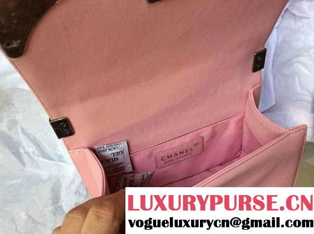 Chanel Boy with Silver Embellished Bag in Cherry Pink 2014