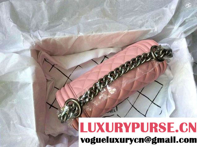 Chanel Boy with Silver Embellished Bag in Cherry Pink 2014