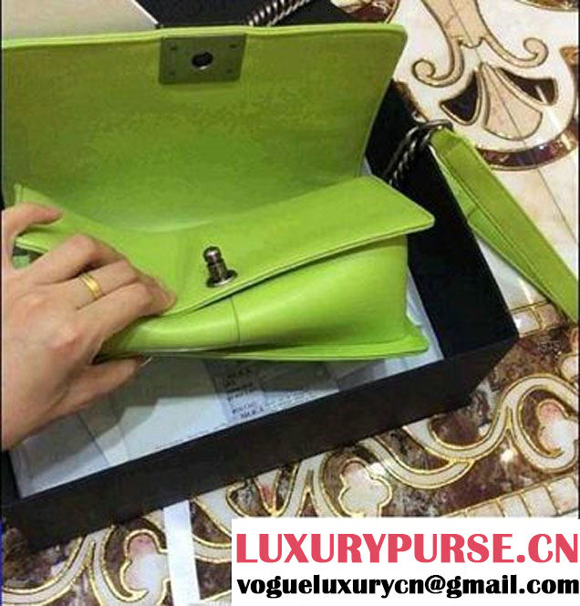 Chanel Le Boy Flap Bag in Python Leather Green