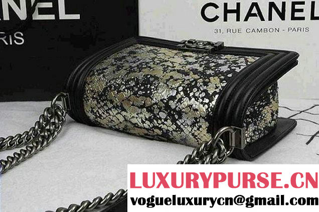 Chanel Python and Patent Calfskin Boy Flap Medium Bag