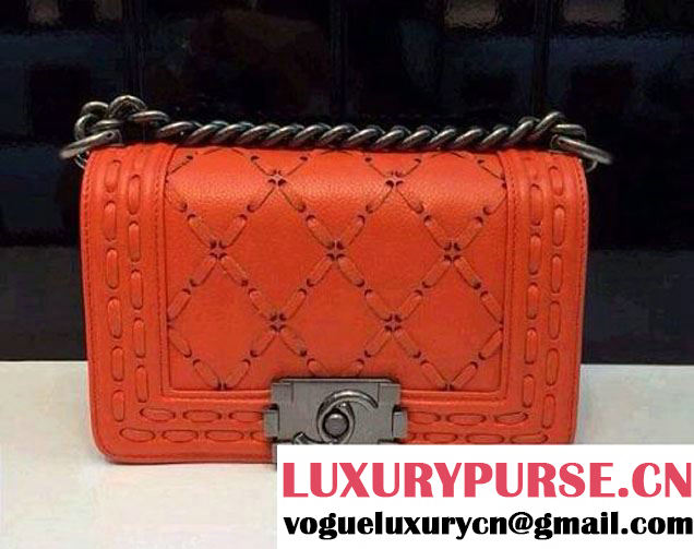 Chanel Large Stitch Boy Flap Bag Prefall 2014 in Orange