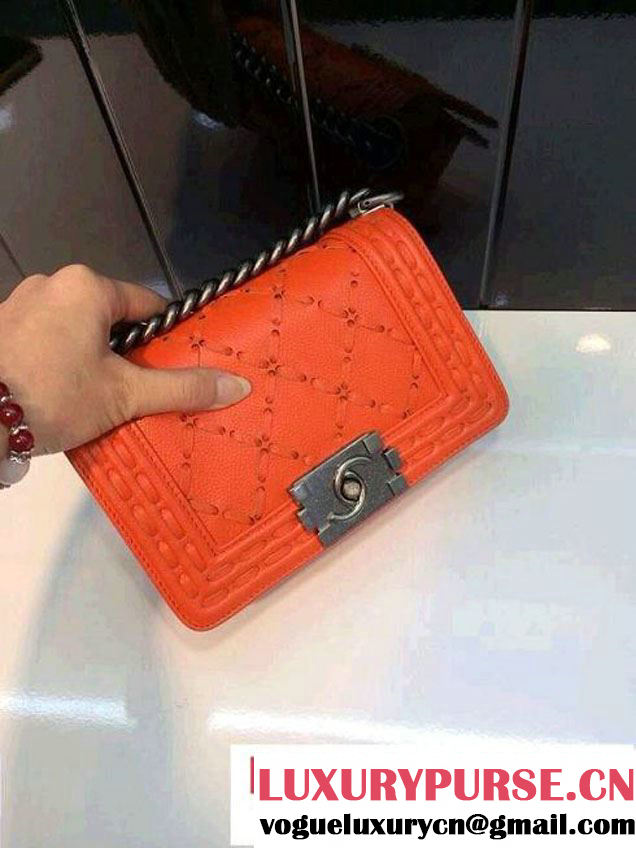 Chanel Large Stitch Boy Flap Bag Prefall 2014 in Orange
