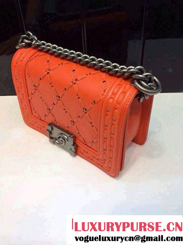 Chanel Large Stitch Boy Flap Bag Prefall 2014 in Orange