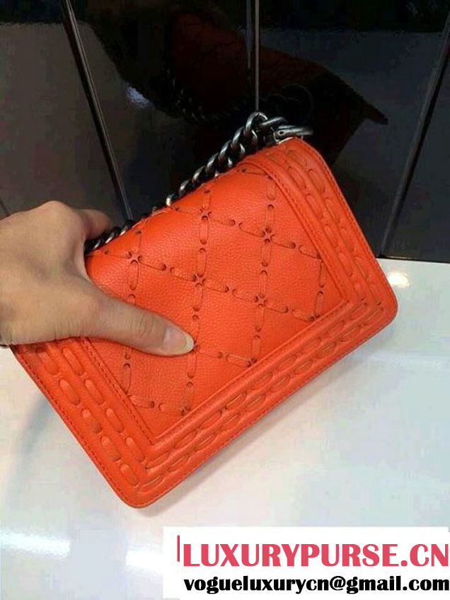 Chanel Large Stitch Boy Flap Bag Prefall 2014 in Orange