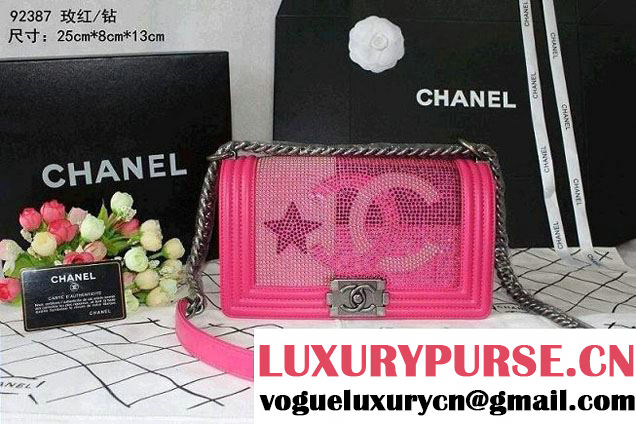 Chanel Crystallized CC Boy Flap Bag in Fushia Pre fall 2014