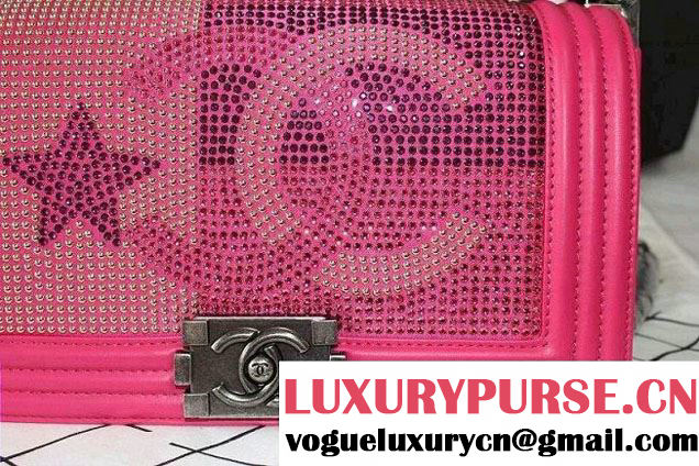 Chanel Crystallized CC Boy Flap Bag in Fushia Pre fall 2014