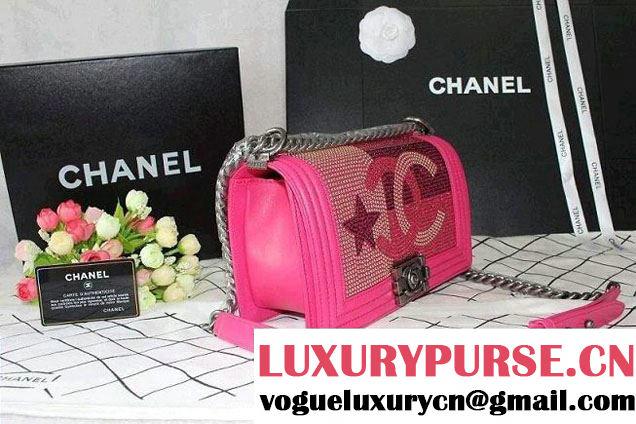 Chanel Crystallized CC Boy Flap Bag in Fushia Pre fall 2014