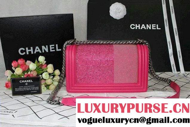 Chanel Crystallized CC Boy Flap Bag in Fushia Pre fall 2014
