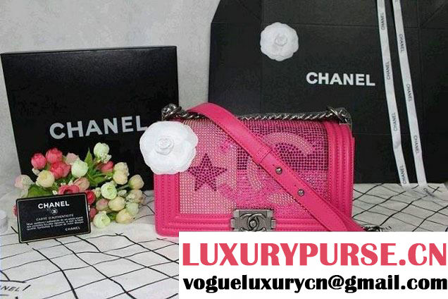 Chanel Crystallized CC Boy Flap Bag in Fushia Pre fall 2014