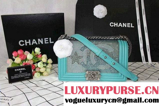 Chanel Crystallized CC Boy Flap Bag in Lake Blue Pre fall 2014
