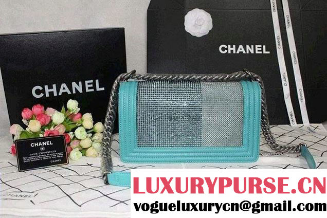 Chanel Crystallized CC Boy Flap Bag in Lake Blue Pre fall 2014
