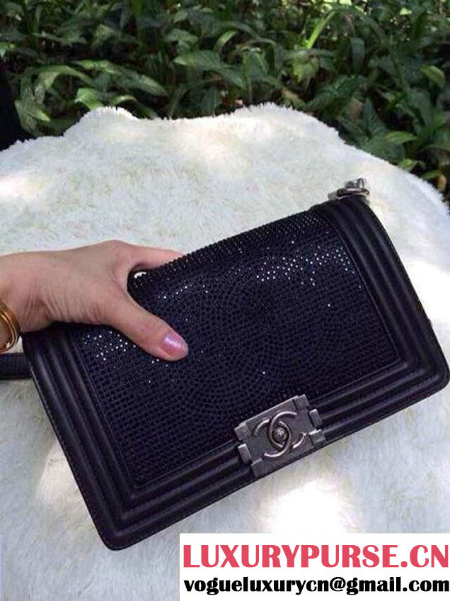 Chanel Crystallized CC Boy Flap Bag in Blue Pre fall 2014
