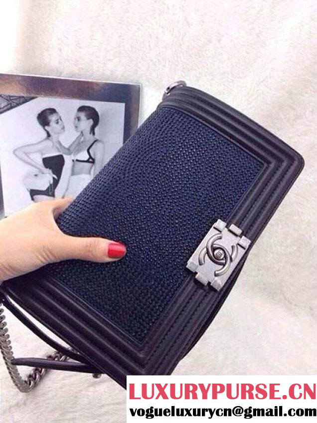 Chanel Crystallized CC Boy Flap Bag in Blue Pre fall 2014