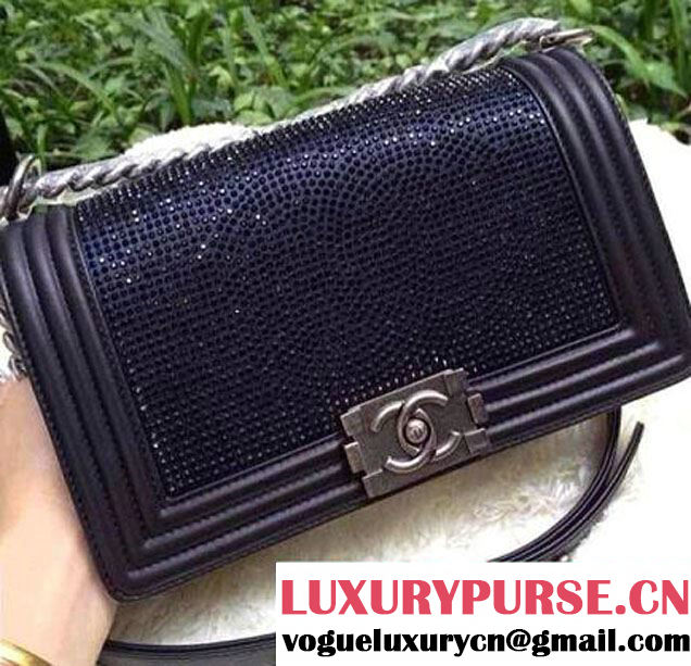 Chanel Crystallized CC Boy Flap Bag in Blue Pre fall 2014