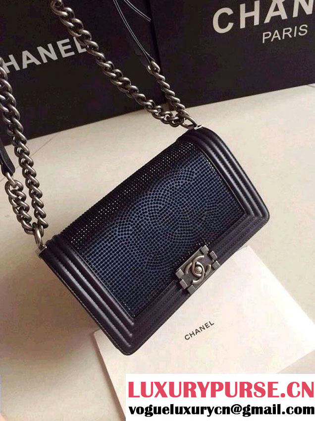 Chanel Crystallized CC Boy Flap Bag in Blue Pre fall 2014