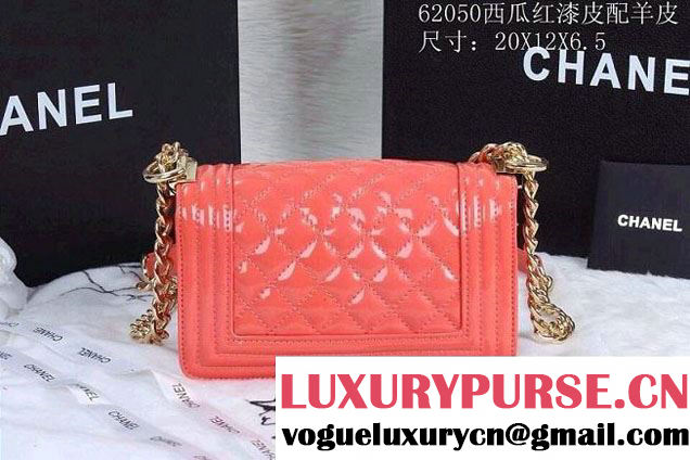 Chanel Boy Patent Leather with Golden Embellished Bag in Red 2014