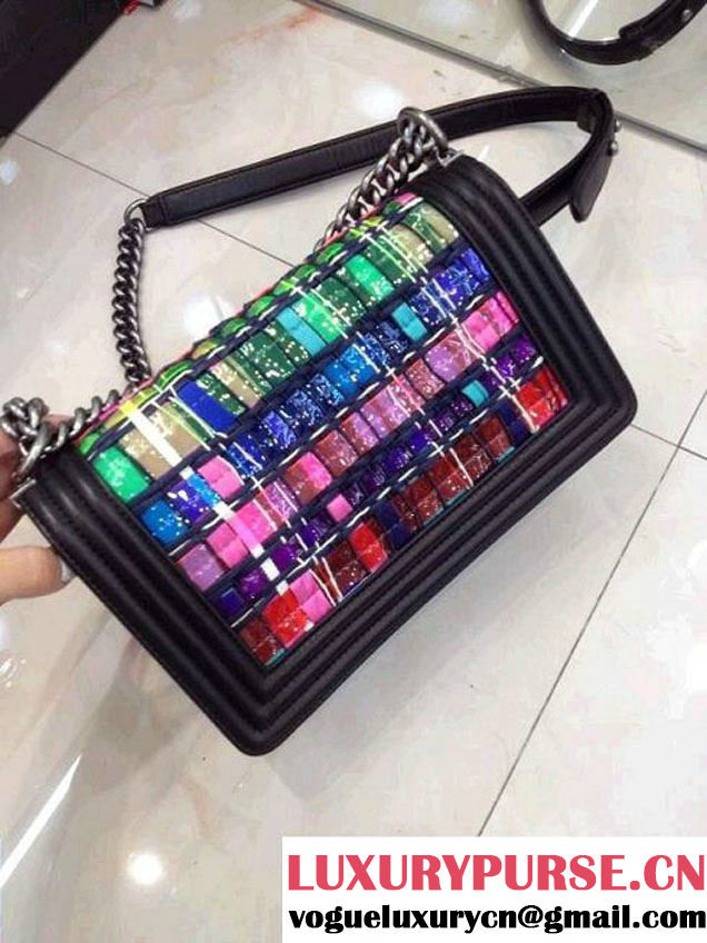 Chanel Multicolored Tweed and PVC Boy Flap Bag Spring 2014
