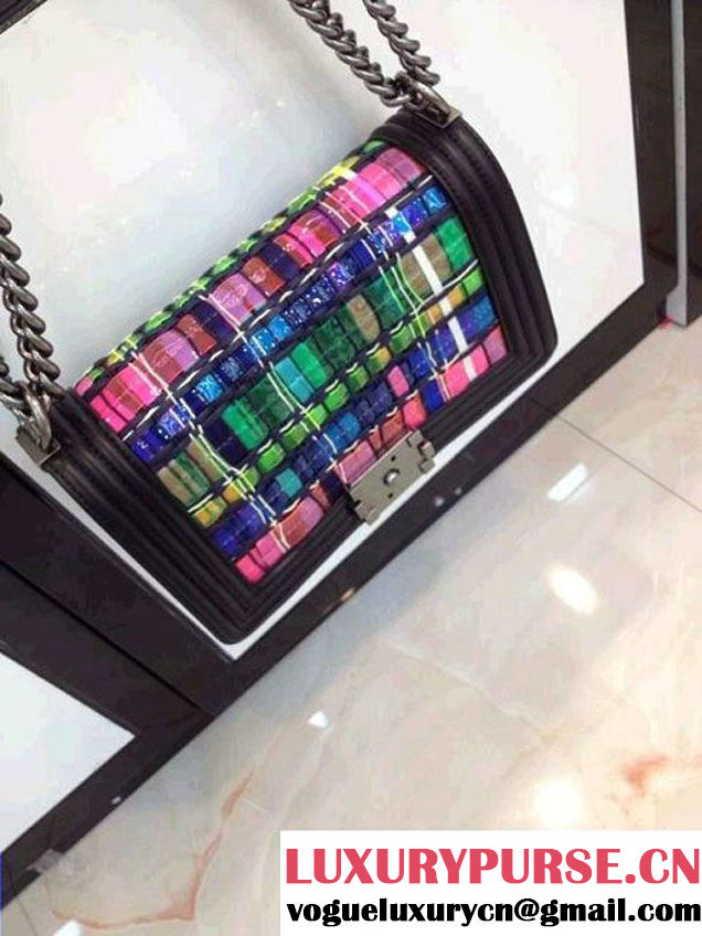 Chanel Multicolored Tweed and PVC Boy Flap Bag Spring 2014