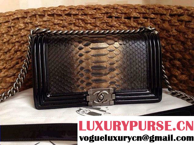 Chanel Le Boy Flap Bag in Python Patent Leather