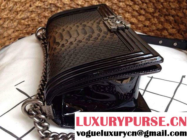 Chanel Le Boy Flap Bag in Python Patent Leather