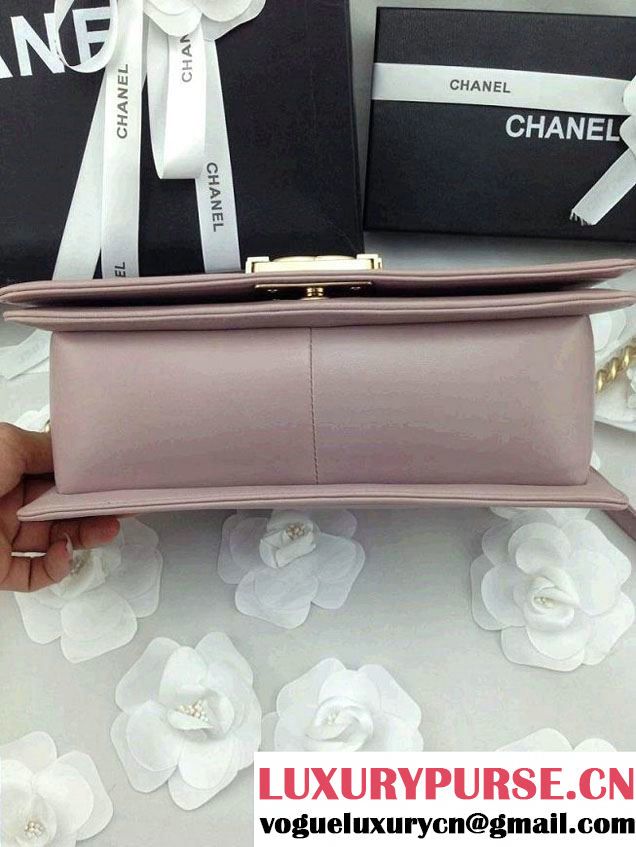 Chanel Sheepskin Leather Braided Boy Flap Bag Nude Pink 2014