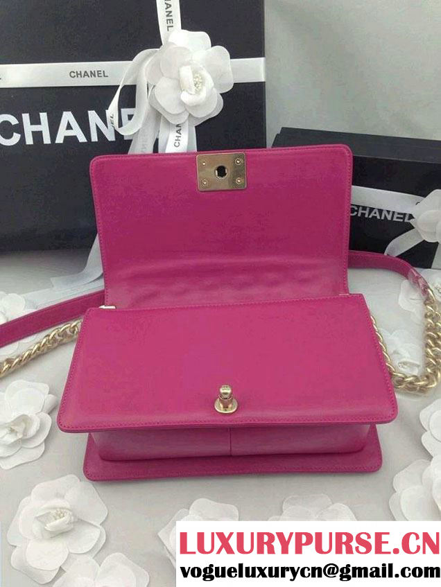 Chanel Sheepskin Leather Braided Boy Flap Bag Fushia 2014