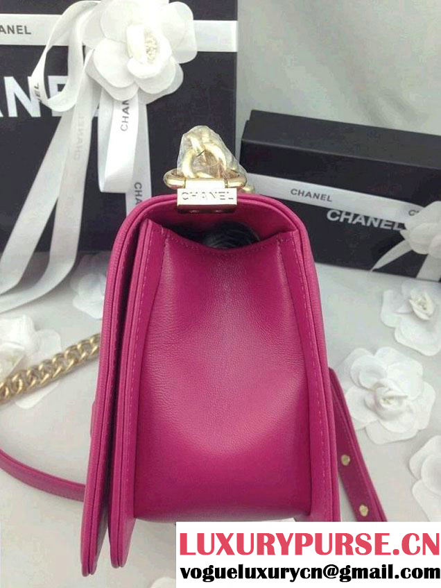 Chanel Sheepskin Leather Braided Boy Flap Bag Fushia 2014