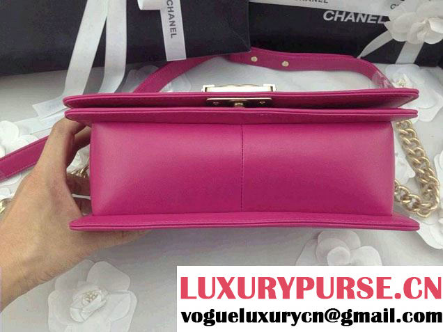 Chanel Sheepskin Leather Braided Boy Flap Bag Fushia 2014