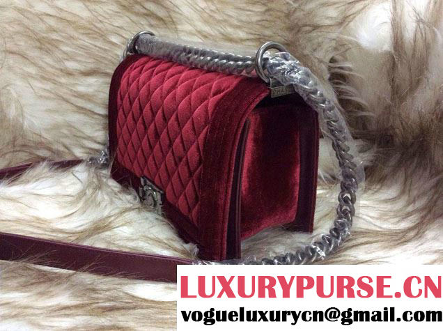 Chanel Boy Velvet Flap Shoulder Bag Red