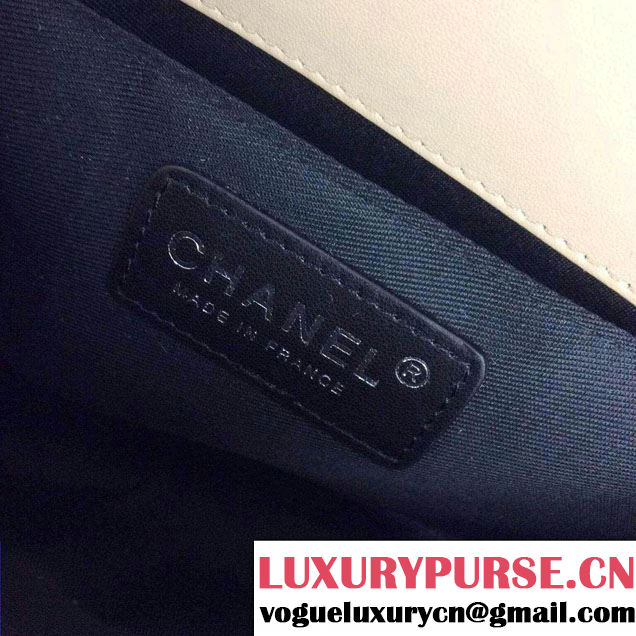 Chanel Leather Boy Sequins Flap Shoulder Bag Apricot 2014