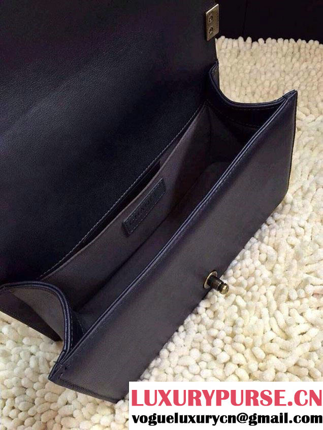 Chanel Scaly Boy Metallic Lambskin Flap Bag Black Embossed Gold Buckle Cruise 2015