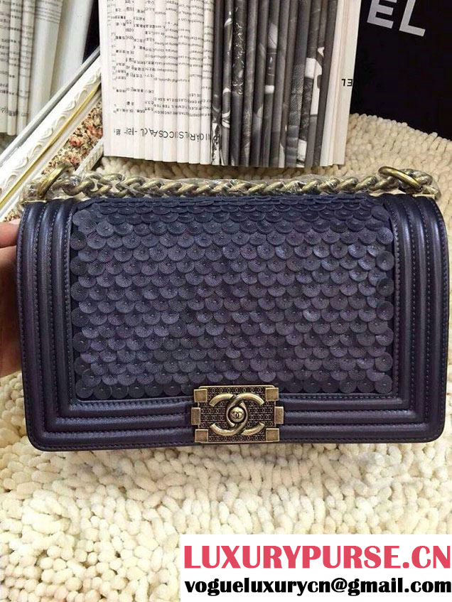 Chanel Scaly Boy Metallic Lambskin Flap Bag Black Embossed Gold Buckle Cruise 2015