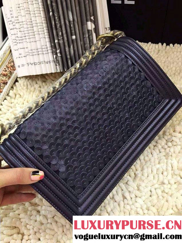 Chanel Scaly Boy Metallic Lambskin Flap Bag Black Embossed Gold Buckle Cruise 2015