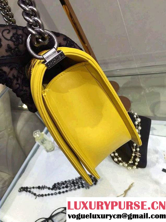 Chanel Camouflage Le Boy Flap Bag Yellow in Lambskin and Grained Leahter 2015