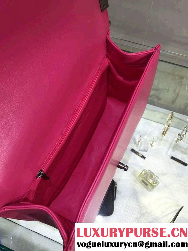 Chanel Camouflage Le Boy Flap Bag Fushia in Lambskin and Grained Leahter 2015