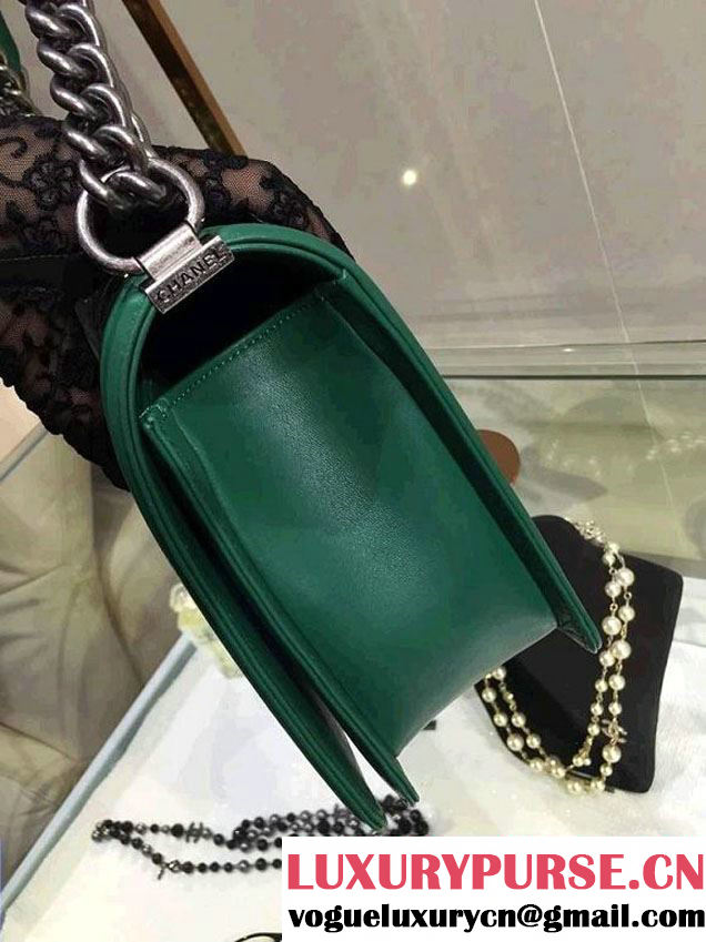 Chanel Camouflage Le Boy Flap Bag Green in Lambskin and Grained Leahter 2015