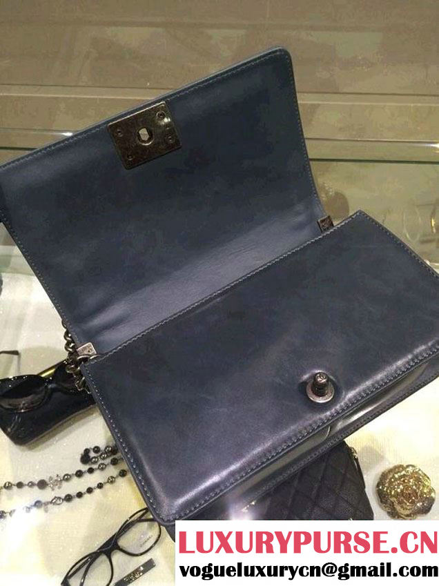 Chanel Medium Boy Flap Shoulder Bag Leather A67086 Blue