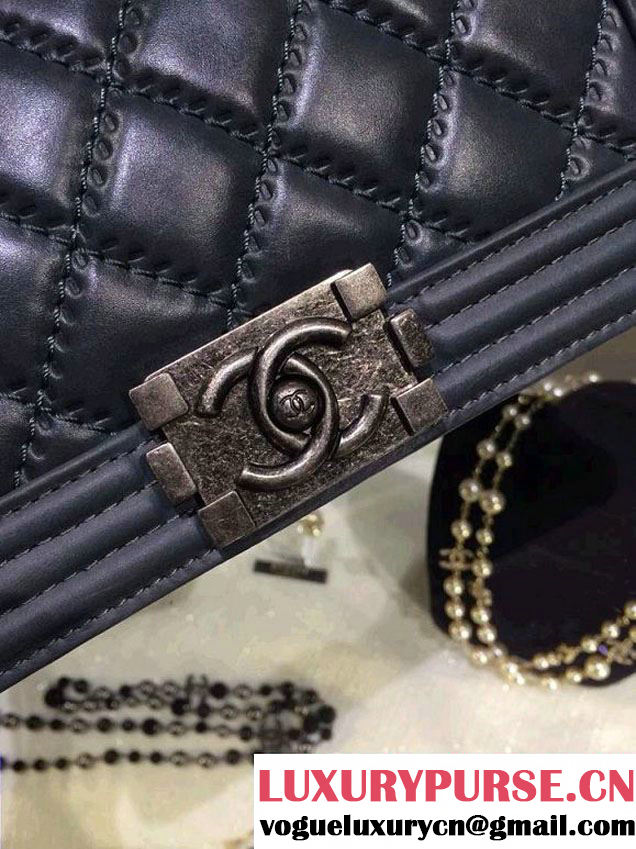 Chanel Medium Boy Flap Shoulder Bag Leather A67086 Blue